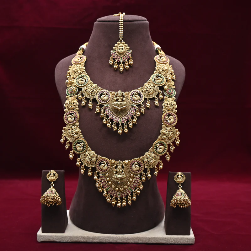 Antique Premium Nagas Anam Lakshmi Semi Bridal Combo set